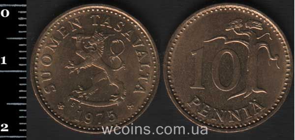 Монета Финляндия 10 пенсов 1975