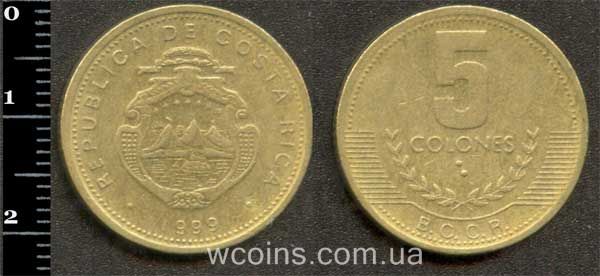 Монета Коста Рика 5 колонов 1999