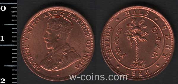 Монета Шри Ланка 1/2 цента 1926