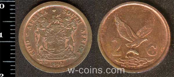 Монета ЮАР 2  цента 1992