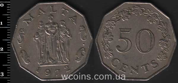 Монета Мальта 50 центов 1972