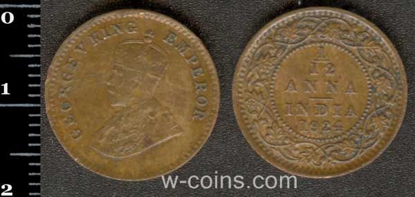 Монета Индия 1/12 анны 1924
