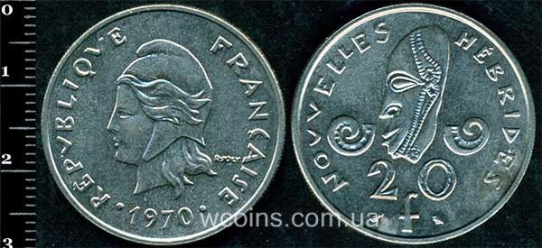 Монета Вануату 20 франков 1970