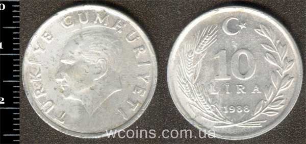 Монета Турция 10 лир 1988