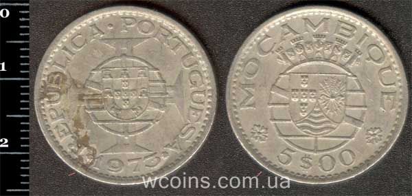 Монета Мозамбик 5 эскудо 1973