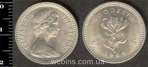 Монета Зимбабве 6 пенсов 1964