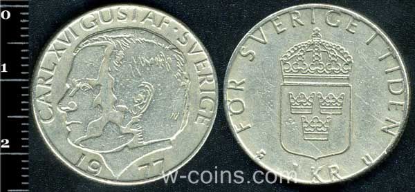 Монета Швеция 1 крона 1977